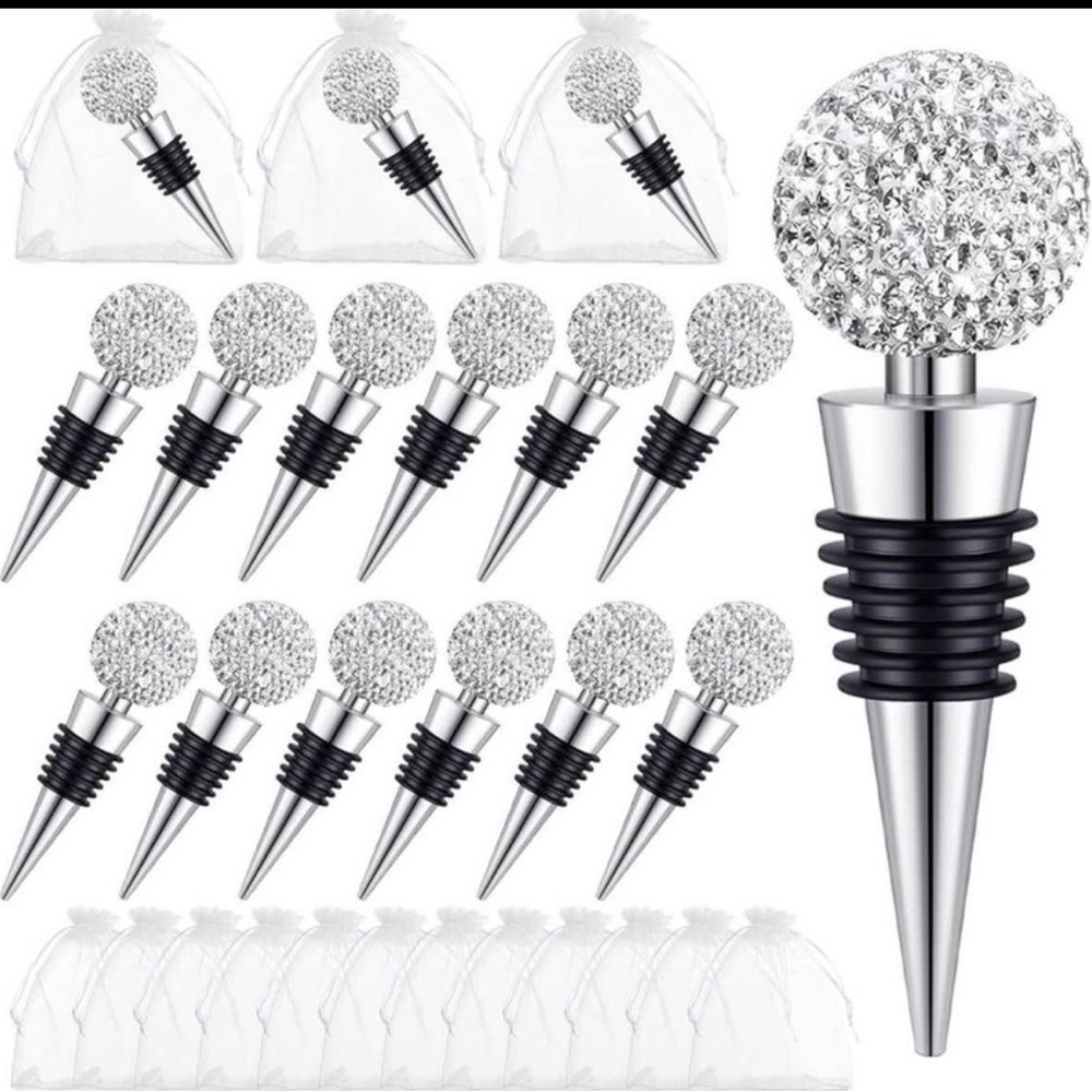 Christmas Crystal Wine Bottle
Stopper Reusable Silicone Beverage Silver 12 piece